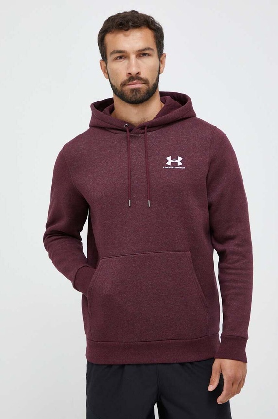 Under Armour Μπλούζα με κουκούλα ανδρική βαμβακερή Essential Fleece με κουκούλα μπορντό 1373880