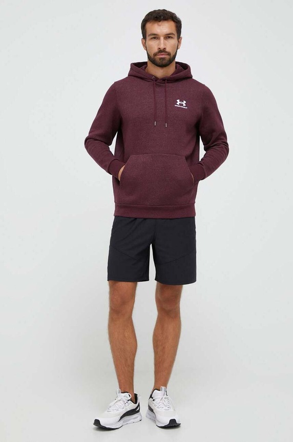 Under Armour Μπλούζα με κουκούλα ανδρική βαμβακερή Essential Fleece 1373880 μπορντό SS26