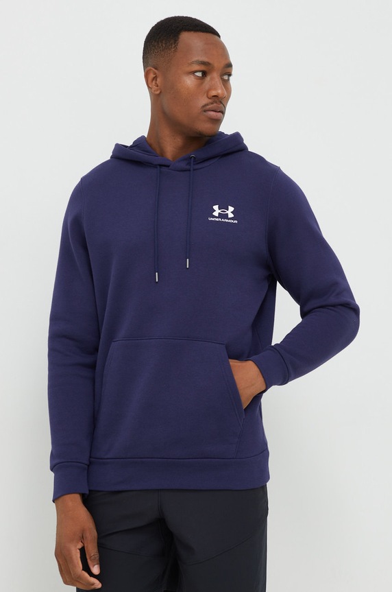 Under Armour Μπλούζα με κουκούλα ανδρική με βαμβάκι Essential Fleece 1373880 σκούρο μπλε SS26