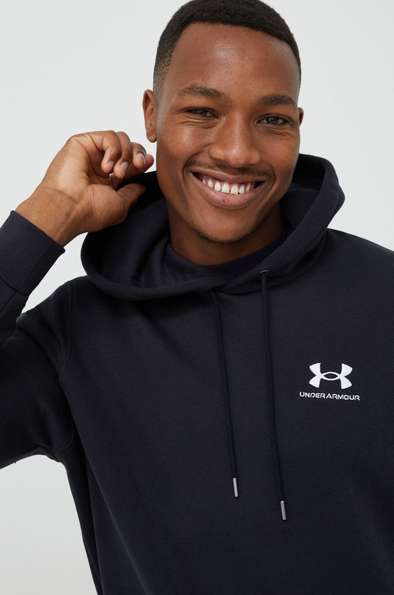 Under Armour μπλούζα με κουκούλα ανδρική με βαμβάκι Essential Fleece απλικέ μαύρο 1373880