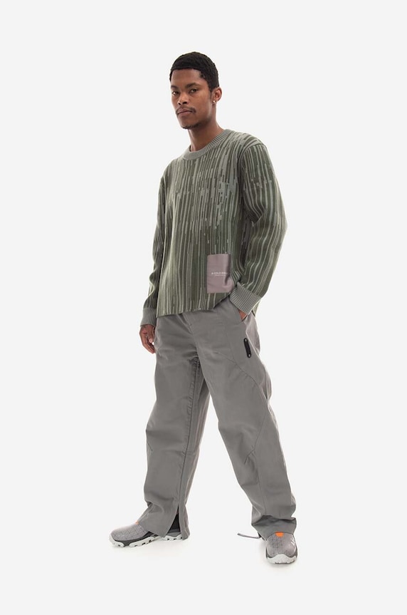 Vlněný svetr A-COLD-WALL* Two-Tone Jacquard Knit ACWMK074 zelená AW22