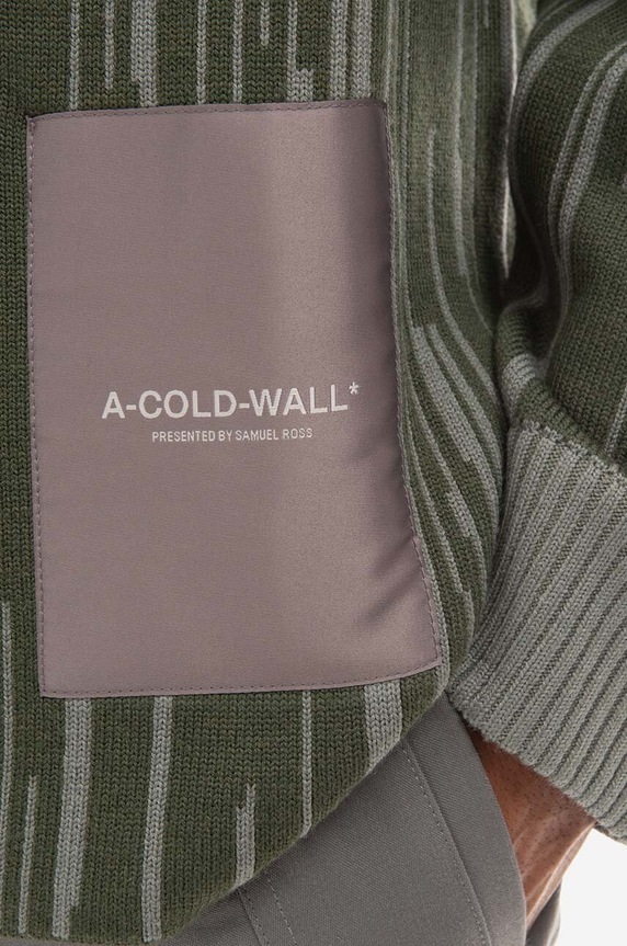 Vlněný svetr A-COLD-WALL* Two-Tone Jacquard Knit zelená ACWMK074