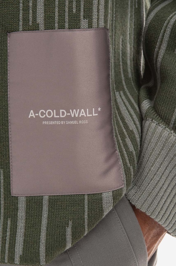 Vlněný svetr A-COLD-WALL* Two-Tone Jacquard Knit zelená ACWMK074