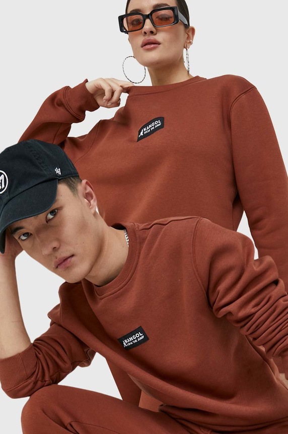 Kangol bluza aplikacja brązowy KAF22UCNS101
