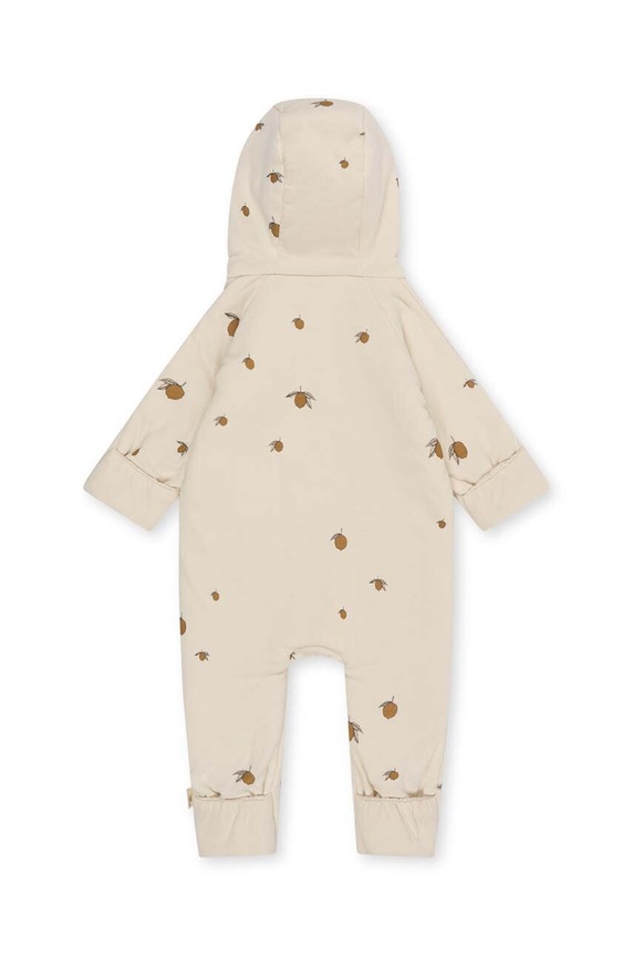 Chlapec Detské bavlnené dupačky Konges Sløjd NEWBORN ONESIE WITH HOOD KS2601 béžová