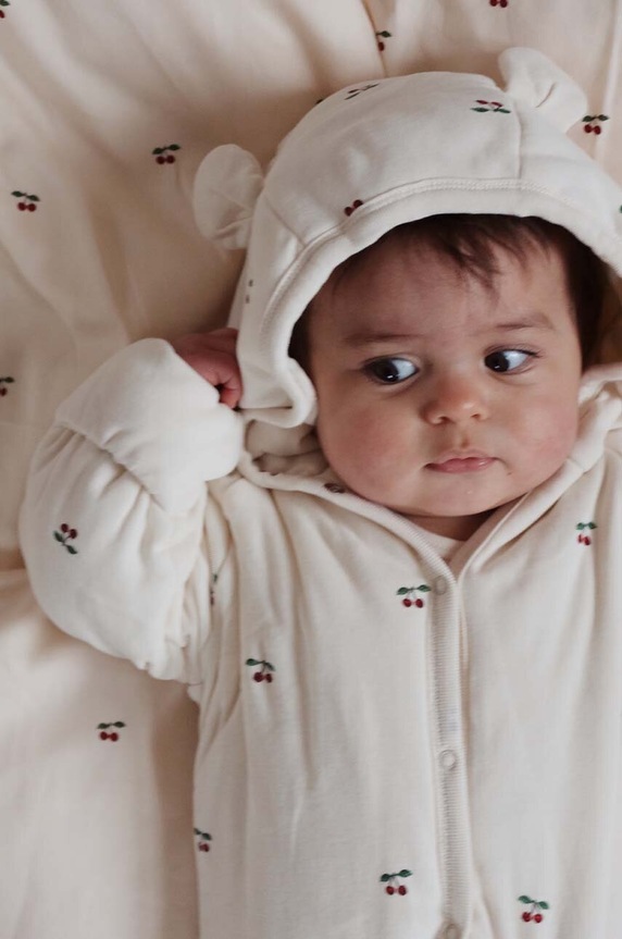 Konges Sløjd rampers bawełniany niemowlęcy NEWBORN ONESIE WITH HOOD KS2601