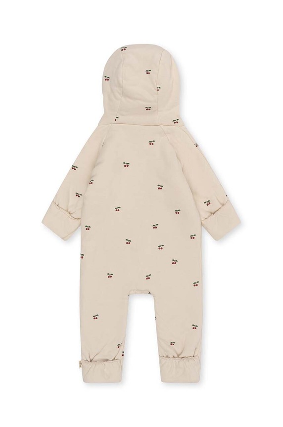 Chłopiec Konges Sløjd rampers bawełniany niemowlęcy NEWBORN ONESIE WITH HOOD KS2601 beżowy