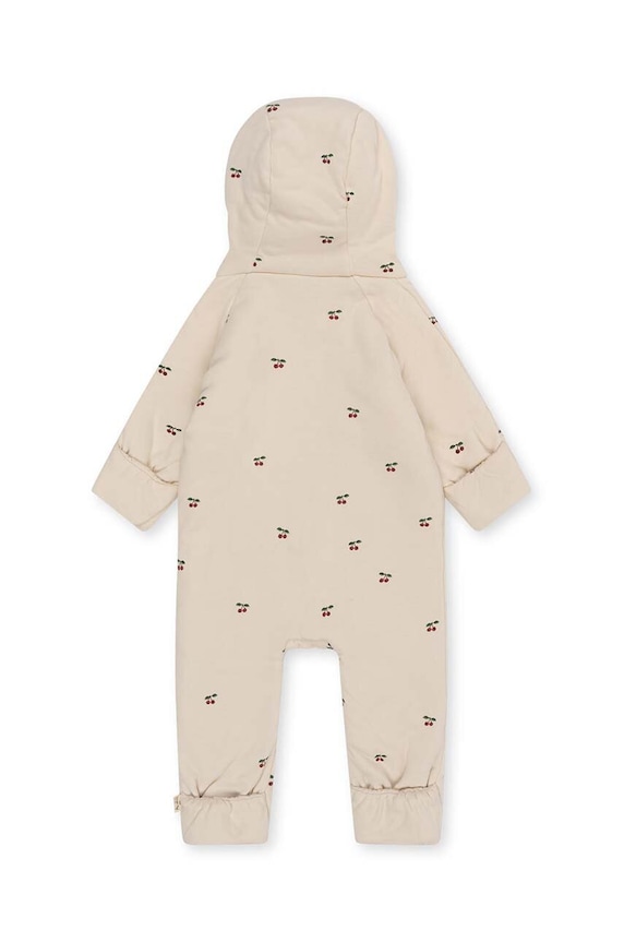 Chłopiec Konges Sløjd rampers bawełniany niemowlęcy NEWBORN ONESIE WITH HOOD KS2601 beżowy