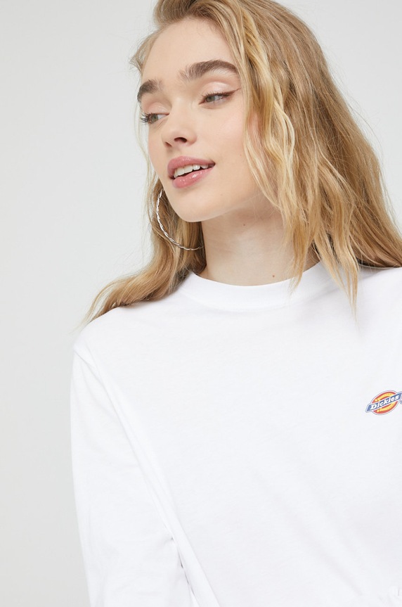 Bavlněné tričko s dlouhým rukávem Dickies bílá DK0A4XITWHX1