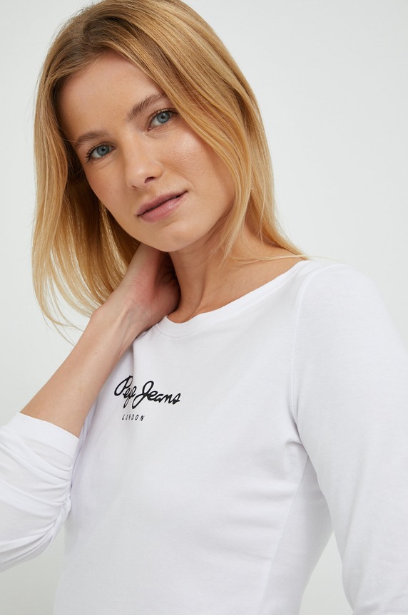 Pepe Jeans longsleeve z elastanem biały PL505203.800