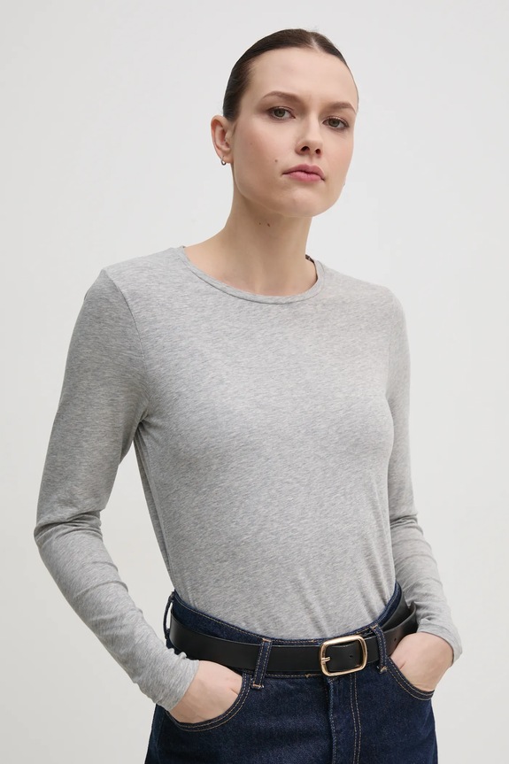 Tričko s dlouhým rukávem United Colors of Benetton slim šedá 3ZQM3M858