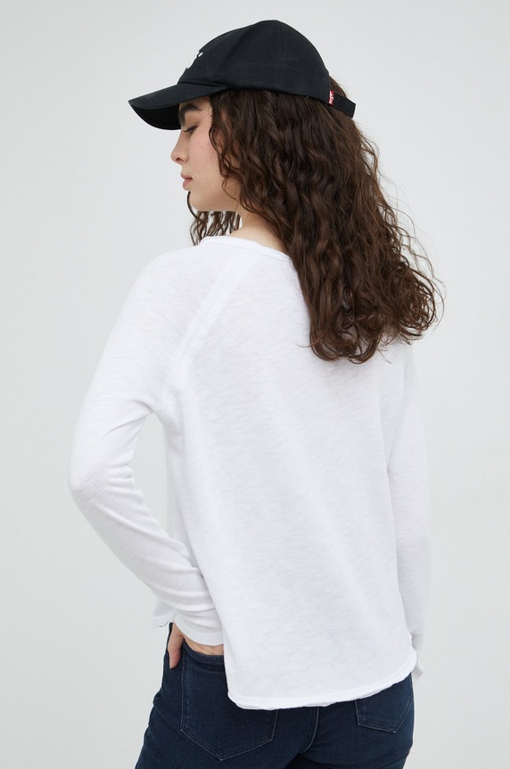 Îmbrăcăminte American Vintage longsleeve din bumbac SON31G alb