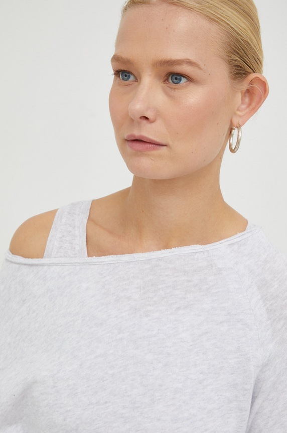 Βαμβακερή μπλούζα με μακριά μανίκια American VintageT-SHIRT ML COL BATEAU γκρί SON31G