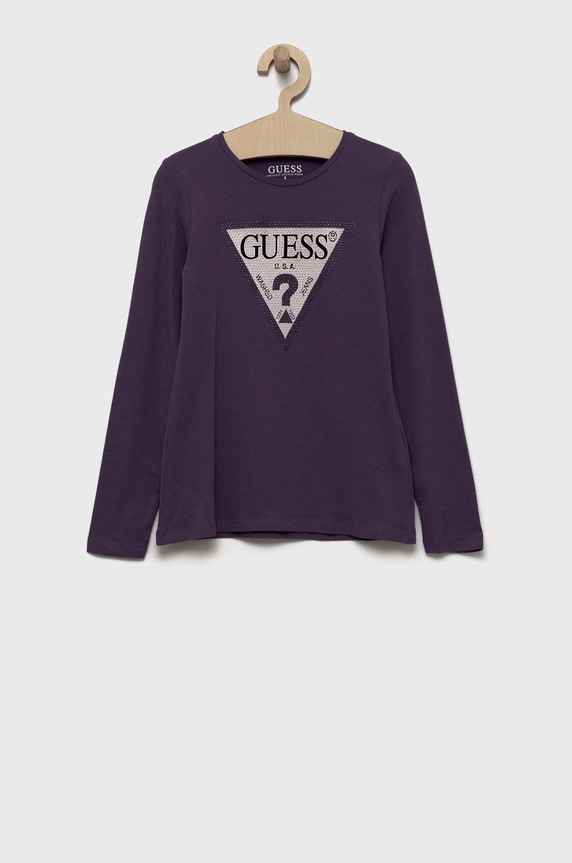 Guess longsleeve dziecięcy aplikacja fioletowy J2YI50.K6YW1