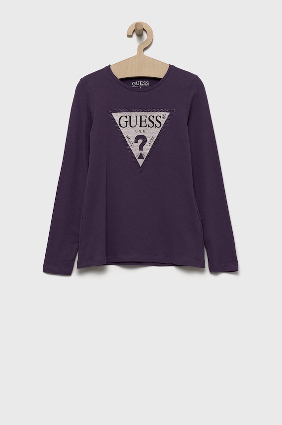 Guess longsleeve dziecięcy aplikacja fioletowy J2YI50.K6YW1