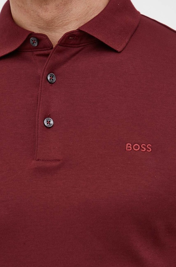 Bavlnené tričko s dlhým rukávom BOSS Pado 30 50468392 burgundské