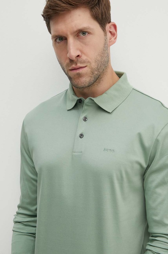 BOSS longsleeve bawełniany Pado 30 zielony 50468392