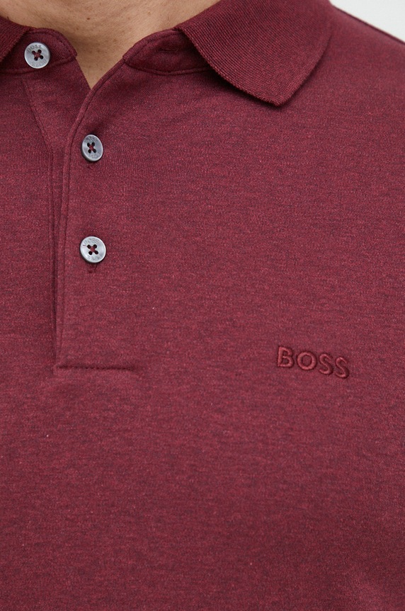 BOSS longsleeve bawełniany Pado 30 50468392 bordowy