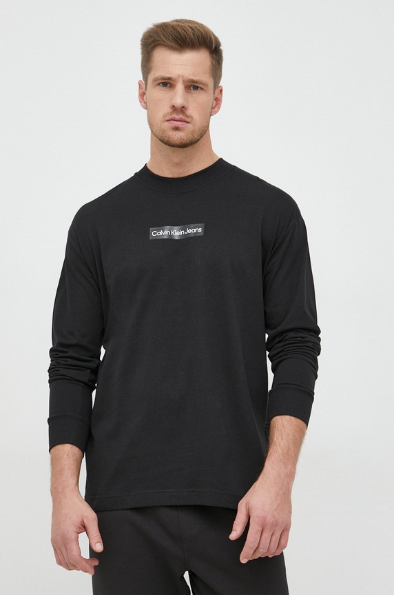 Ρούχα Βαμβακερή μπλούζα με μακριά μανίκια Calvin Klein Jeans J30J321718.9BYY μαύρο