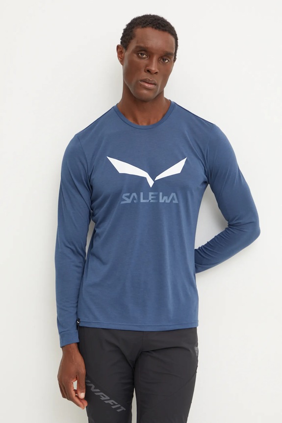 Salewa longsleeve sportowy Solidlogo niebieski 00.0000027340