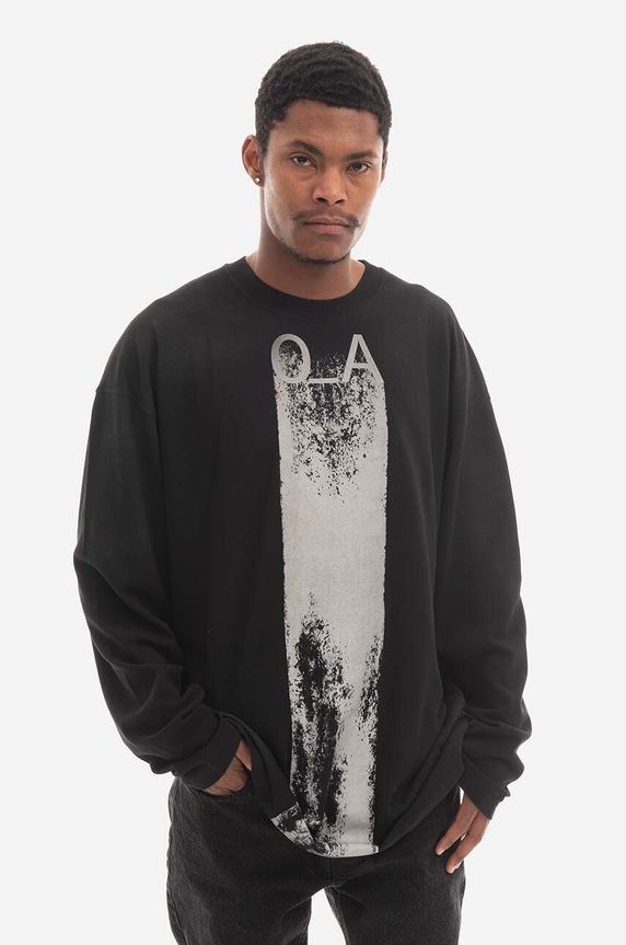 Bavlněné tričko s dlouhým rukávem A-COLD-WALL* Plaster Longsleeve T-shirt ACWMTS094 BLACK kulatý černá ACWMTS094