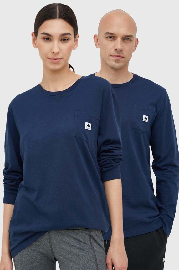 Burton longsleeve din bumbac uni bleumarin 20393101400