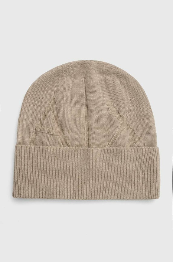 Čepice z vlněné směsi Armani Exchange s příměsí vlny béžová 944650.2F350