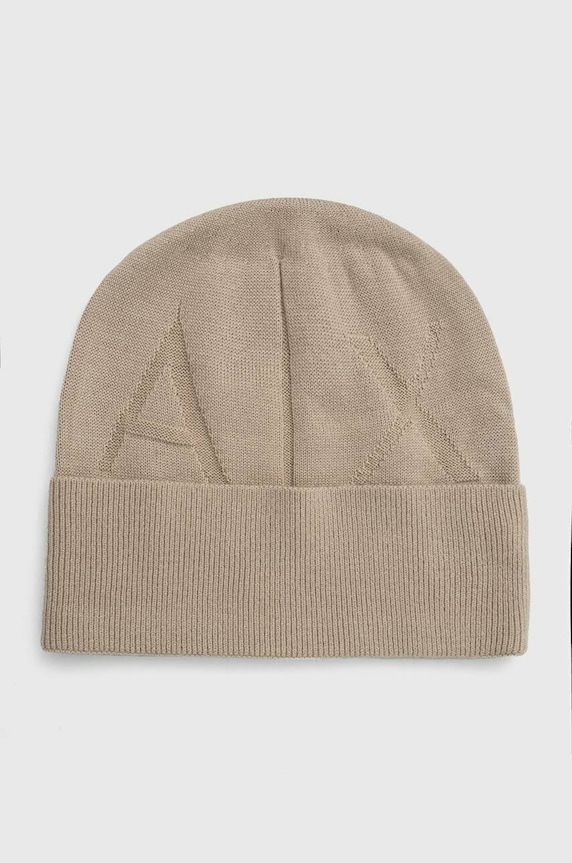 Čepice z vlněné směsi Armani Exchange s příměsí vlny béžová 944650.2F350