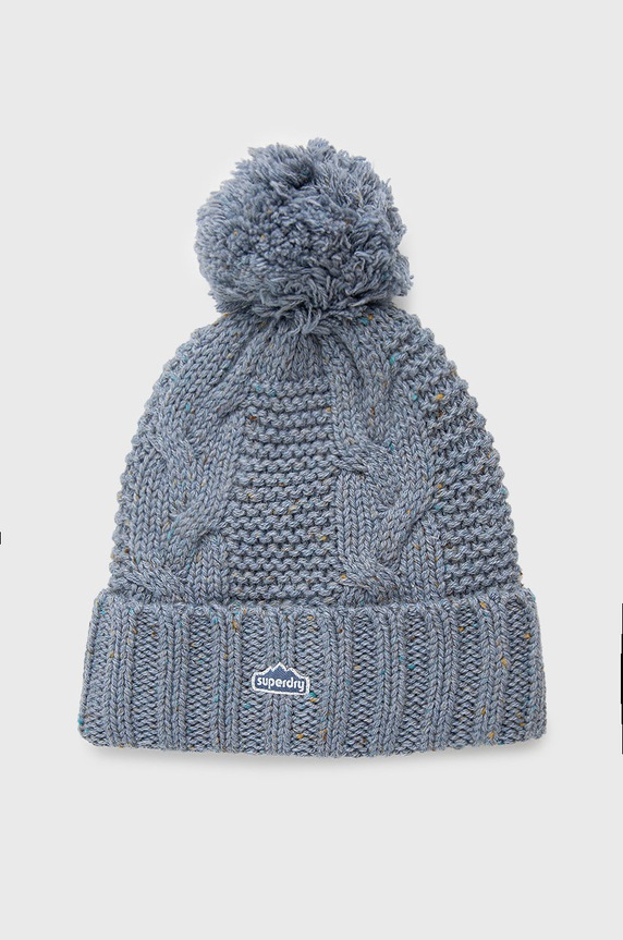 Čepice z vlněné směsi Superdry s příměsí vlny modrá W9010154A.7QX