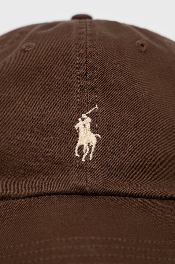 Bavlněná baseballová čepice Polo Ralph Lauren 710667709058 hnědá SS26