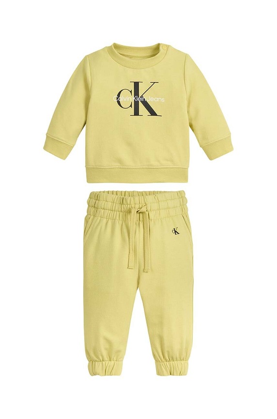 Dětská tepláková souprava Calvin Klein Jeans pletenina zelená IN0IN00017.9BYY