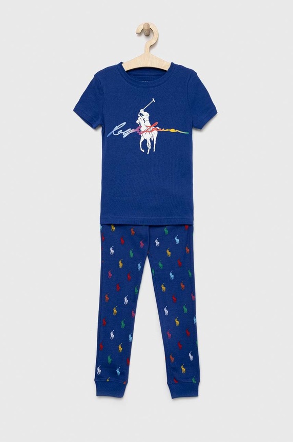 Dječja pamučna pidžama Polo Ralph Lauren komplet plava 4P0037