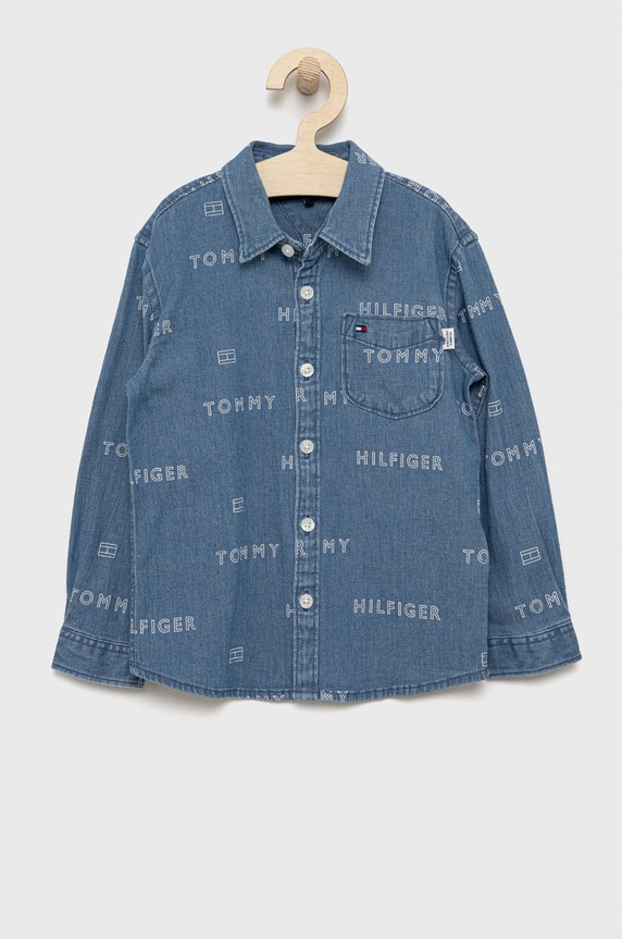 Tommy Hilfiger koszula jeansowa dziecięca wzorzyste fioletowy KB0KB07510.9BYY