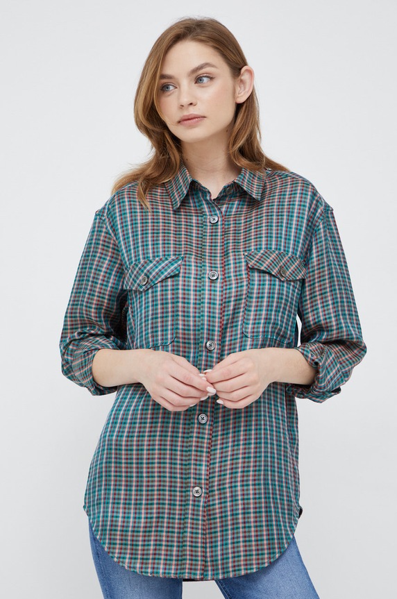 Odzież PS Paul Smith koszula z domieszką lnu W2R.300B.J30915 multicolor