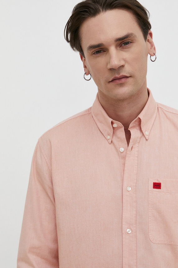 HUGO košulja muška od pamuka Evito 50479302 narančasta SS26