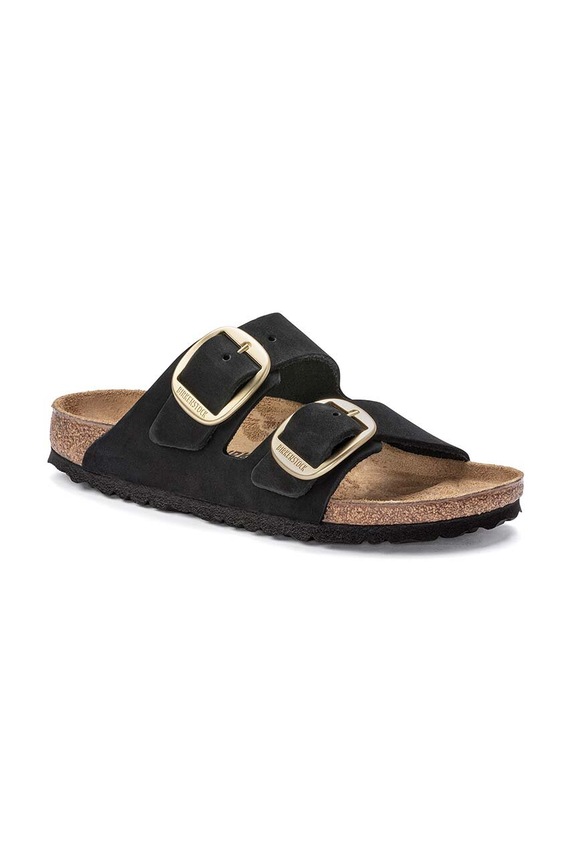 Birkenstock klapki nubukowe Arizona Big Buckle 1023290.BLK czarny AW23