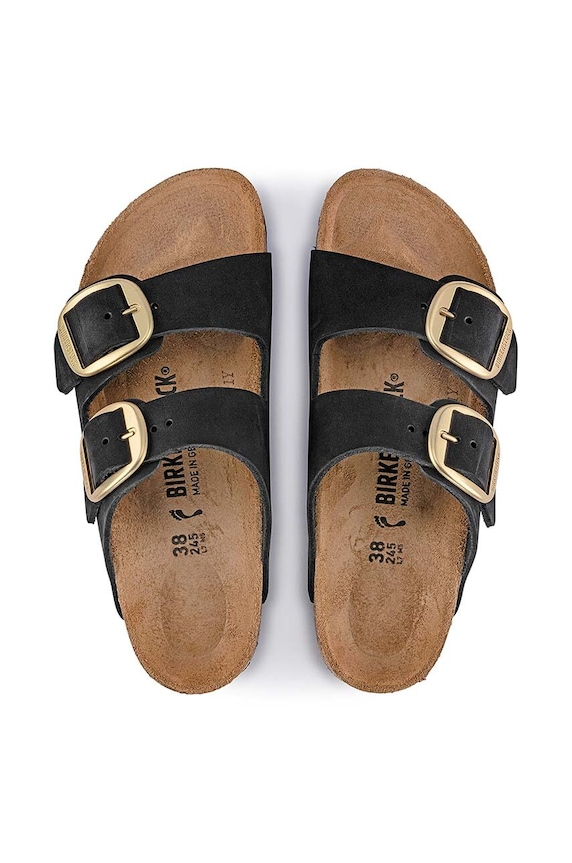 Birkenstock klapki nubukowe Arizona Big Buckle 1023290.BLK czarny