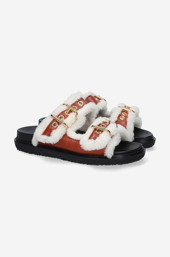 Παντόφλες Marni Fussbett FBMS014501.P5045 καφέ