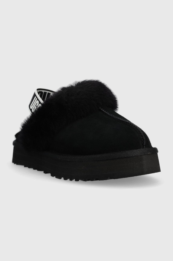 Kožne kućne papuče UGG Funkette 1130395K.BLK crna AW25