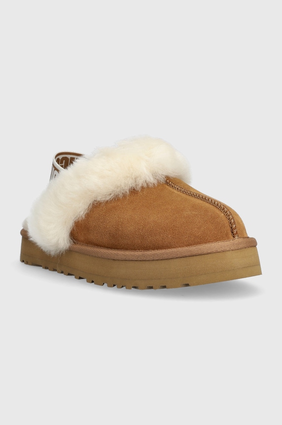 UGG kapcie skórzane FUNKETTE 1130395K.CHE brązowy AW22