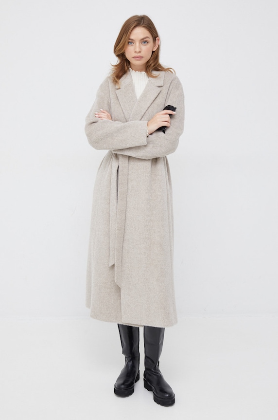 Vlněný kabát Calvin Klein nezateplené béžová K20K204951.9BYY