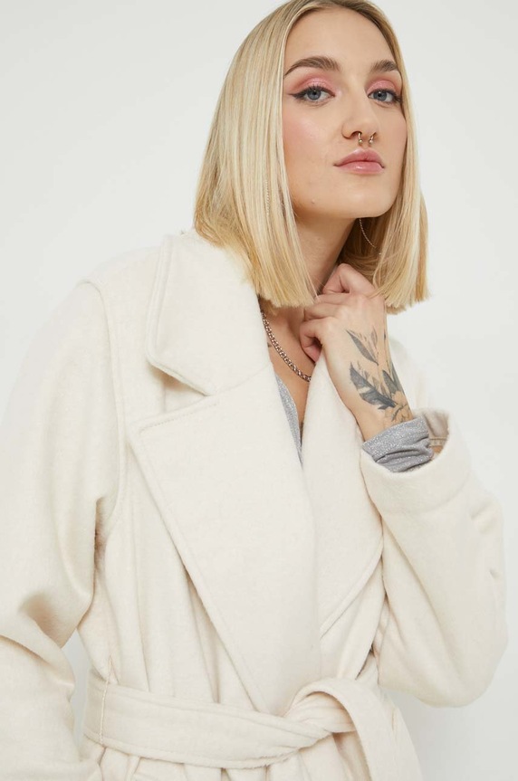 Палто с вълна Abercrombie & Fitch KI144.2043.178 бежов