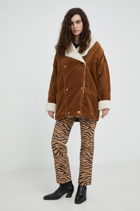 Manšestrová bunda Wrangler W4388828E hnědá AW22