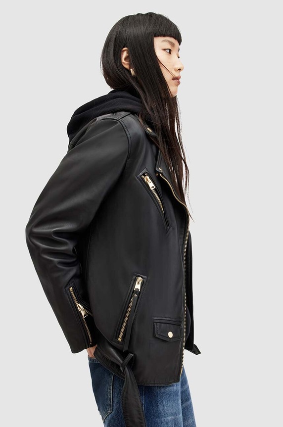 Odzież AllSaints ramoneska skórzana WL029X czarny
