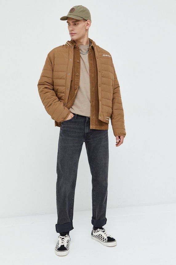 Hollister Co. kurtka bomber bez kaptura brązowy KI332.2527.475