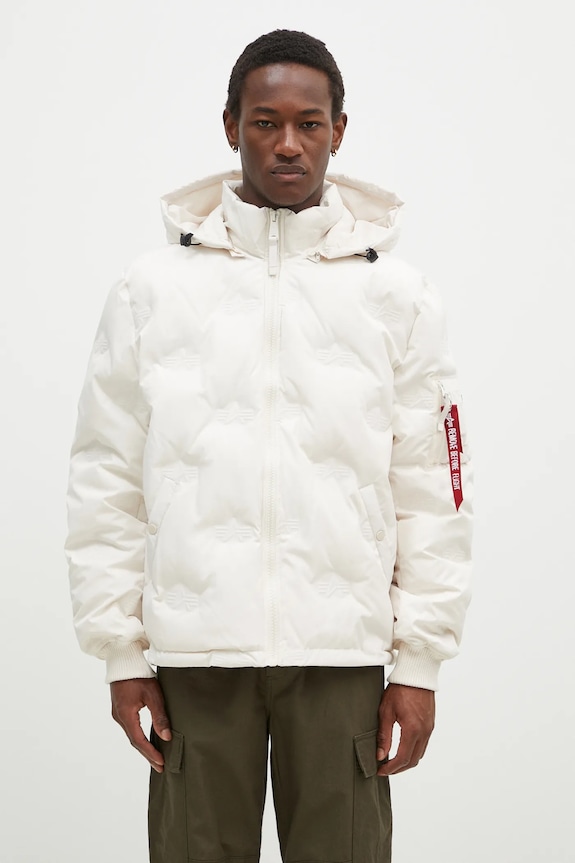 Bunda Alpha Industries Hooded Logo zateplené béžová 108107.578