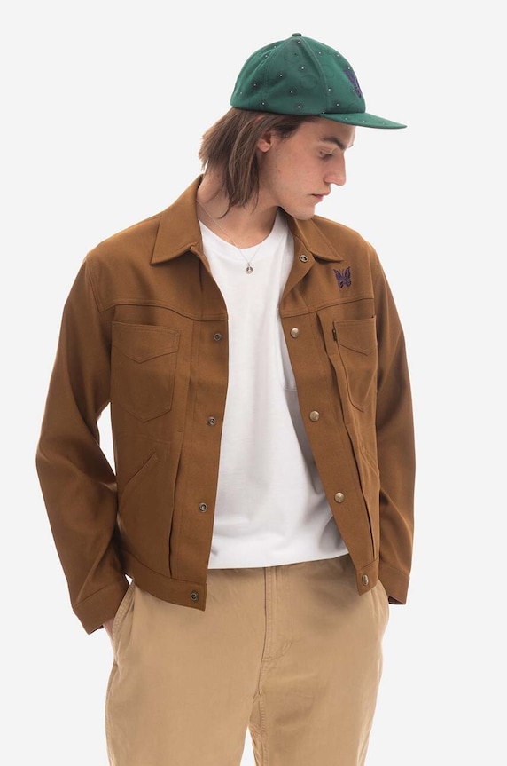 Bunda Needles Penny Jean Jacket - Poly Twill prechodné hnedá LQ171.BROWN