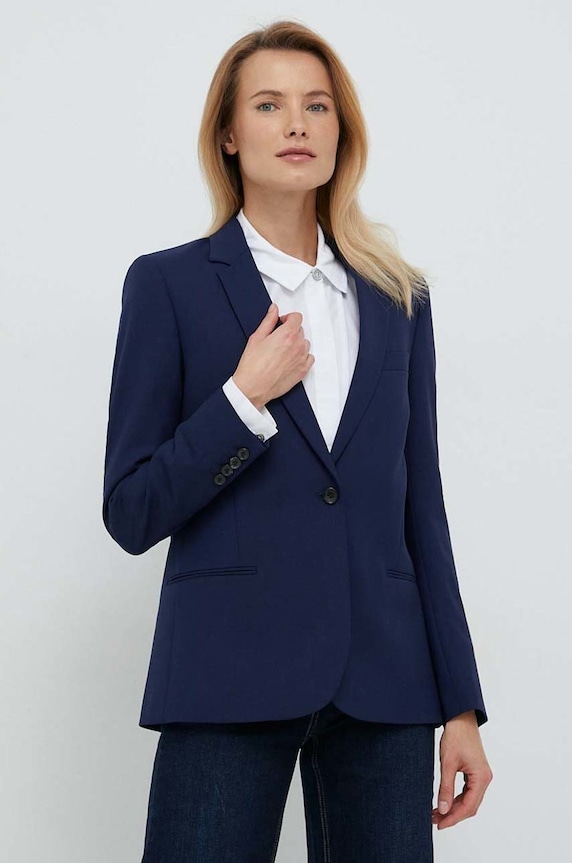 PS Paul Smith marynarka lniana tkanina granatowy W2R.248J.J30408