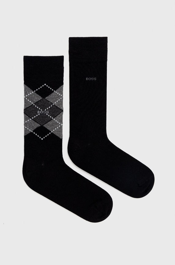 BOSS șosete 2P RS Argyle CC sosete lungi negru 50478352