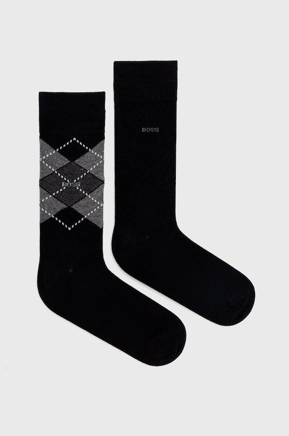 BOSS șosete 2P RS Argyle CC sosete lungi negru 50478352